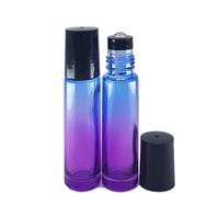 10ml Blue Purple Ombre Thick Glass Roller Bottle Black Cap - 20 Pack