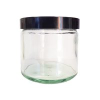 250ml Clear Glass Jar - Black Lid Single Jar